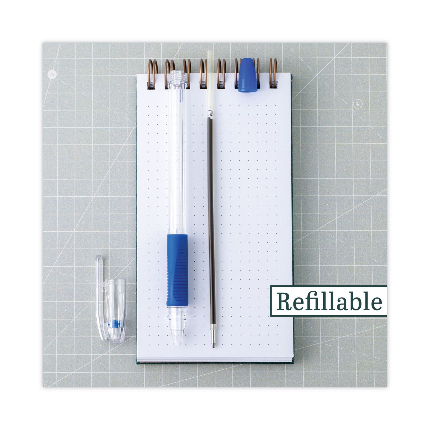 Pilot Ballpoint Pens - 1 mm Medium Pen Point - Refillable - Blue Ink - Blue Barrel - 1 Dozen