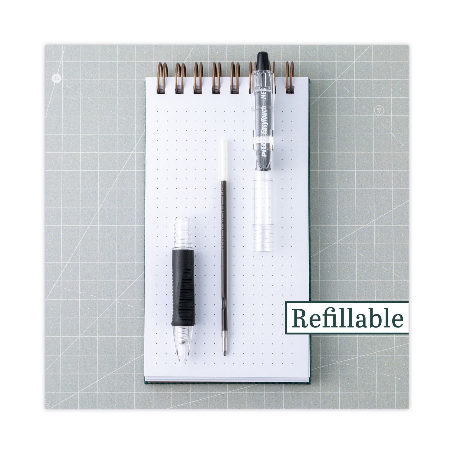 Pilot Retractable Ballpoint Pens - 1 mm Medium Pen Point - Refillable - Retractable - Black Ink - Clear Barrel - 1 Dozen