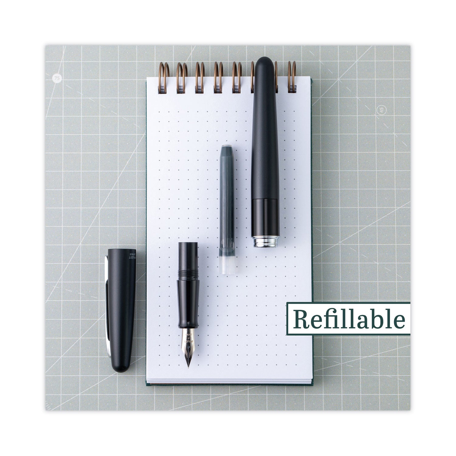 Medium Pen Point - Refillable - Black Ink - Black Brass Barrel - Stainless Steel Tip - 1 Each