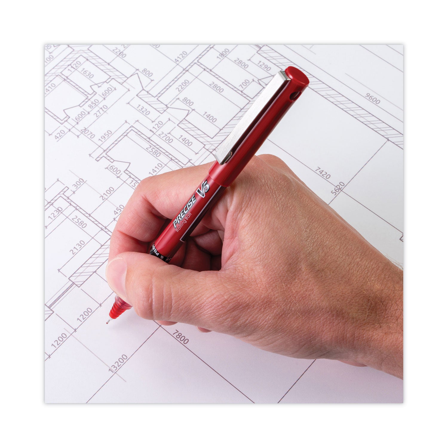 Pilot Precise V5 Extra-Fine Premium Capped Rolling Ball Pens - 0.5 mm Extra Fine Pen Point - Red Ink - Red Plastic Barrel - 1 Dozen