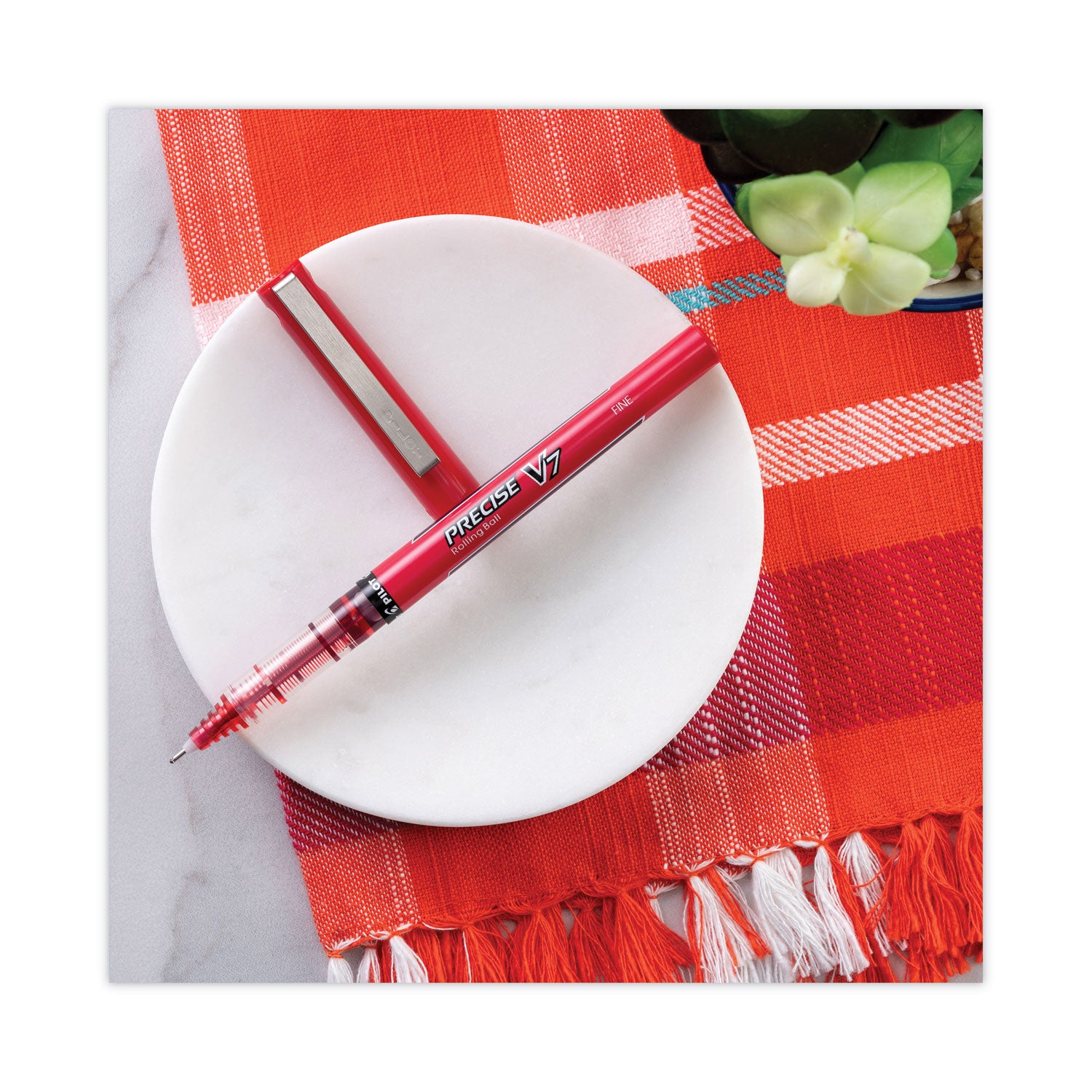 Pilot Precise V7 Fine Premium Capped Rolling Ball Pens - 0.7 mm Fine Pen Point - Blue Ink - Blue Plastic Barrel - 1 Dozen