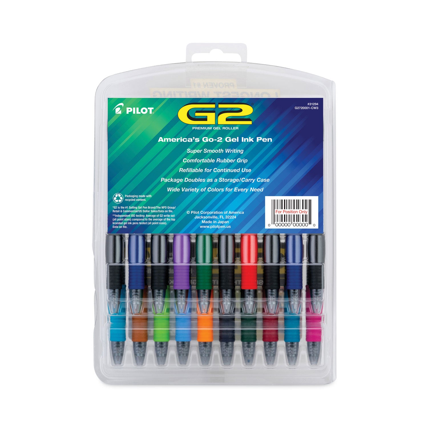 0.7 mm Fine Pen Point - Refillable - Retractable - Assorted Ink - Gel-based - 20 / Pack