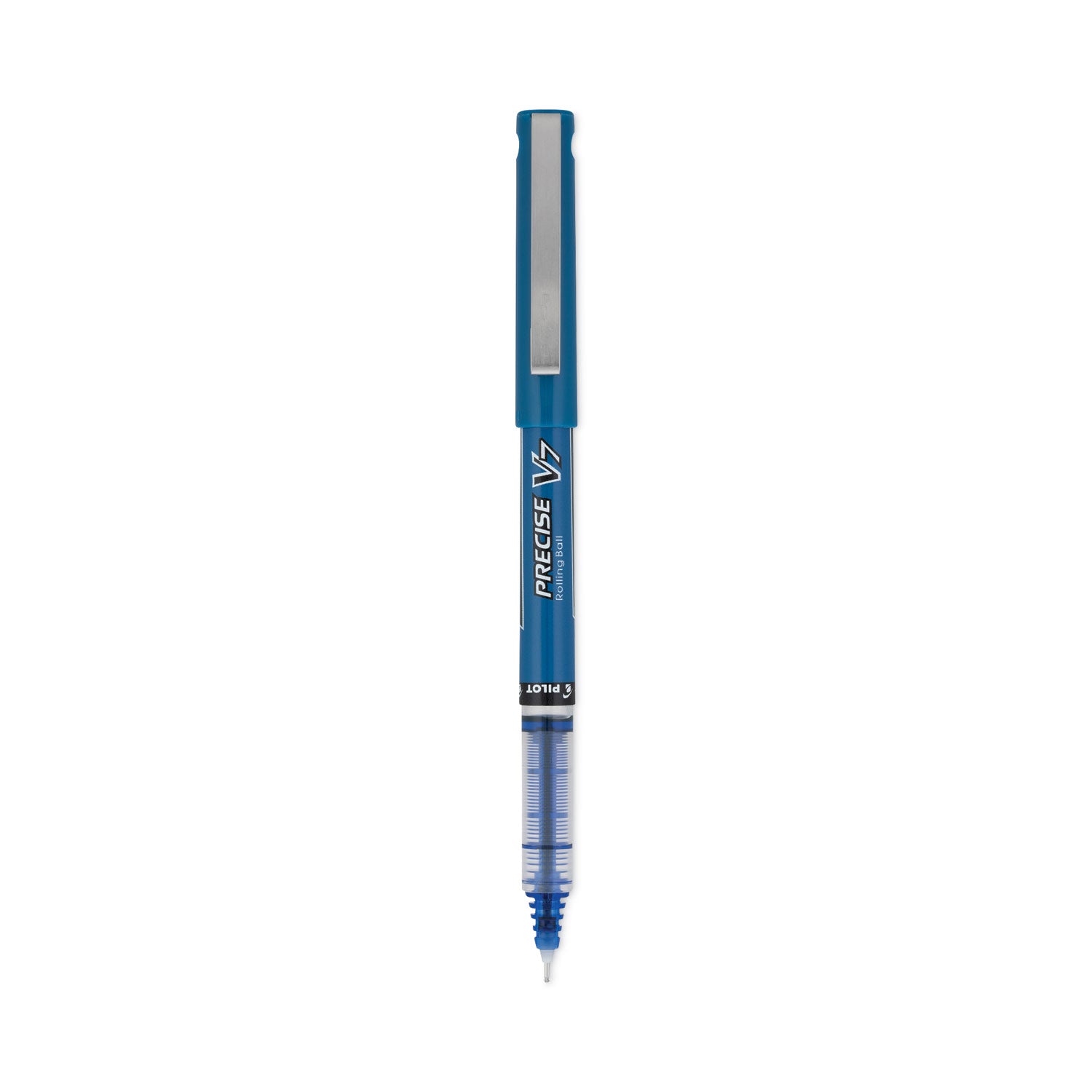 Pilot Precise V7 Fine Premium Capped Rolling Ball Pens - 0.7 mm Fine Pen Point - Blue Ink - Blue Plastic Barrel - 1 Dozen