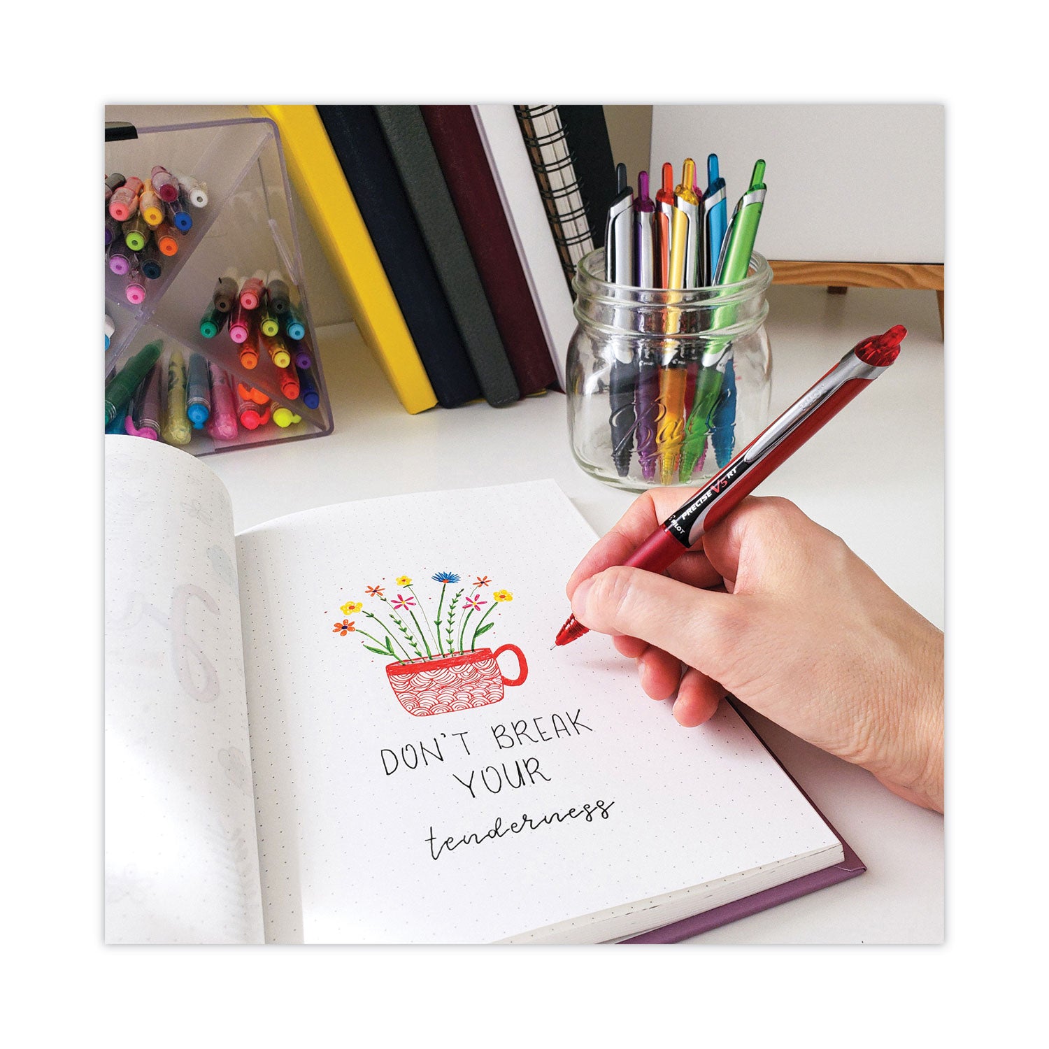 Pilot Extra-Fine Premium Retractable Rolling Ball Pens - 0.5 mm Extra Fine Needle Pen Point - Retractable - Red Ink - Water Based - Red Barrel - Writing - 1 Dozen