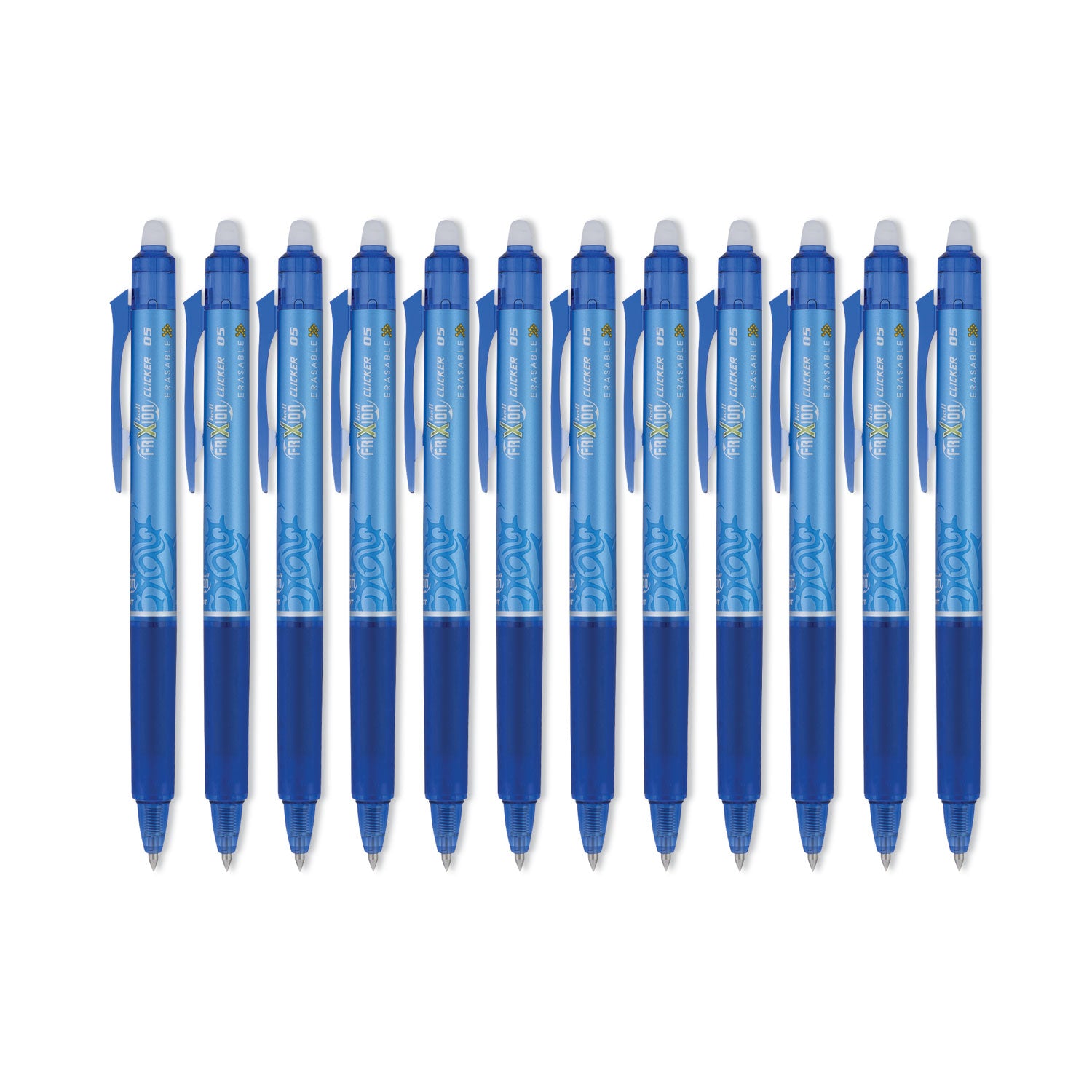 Pilot FriXion Ball Clicker Gel Ink Pens, 0.5 mm Extra Fine, Retractable, Erasable, Blue Ink, 1 Dozen