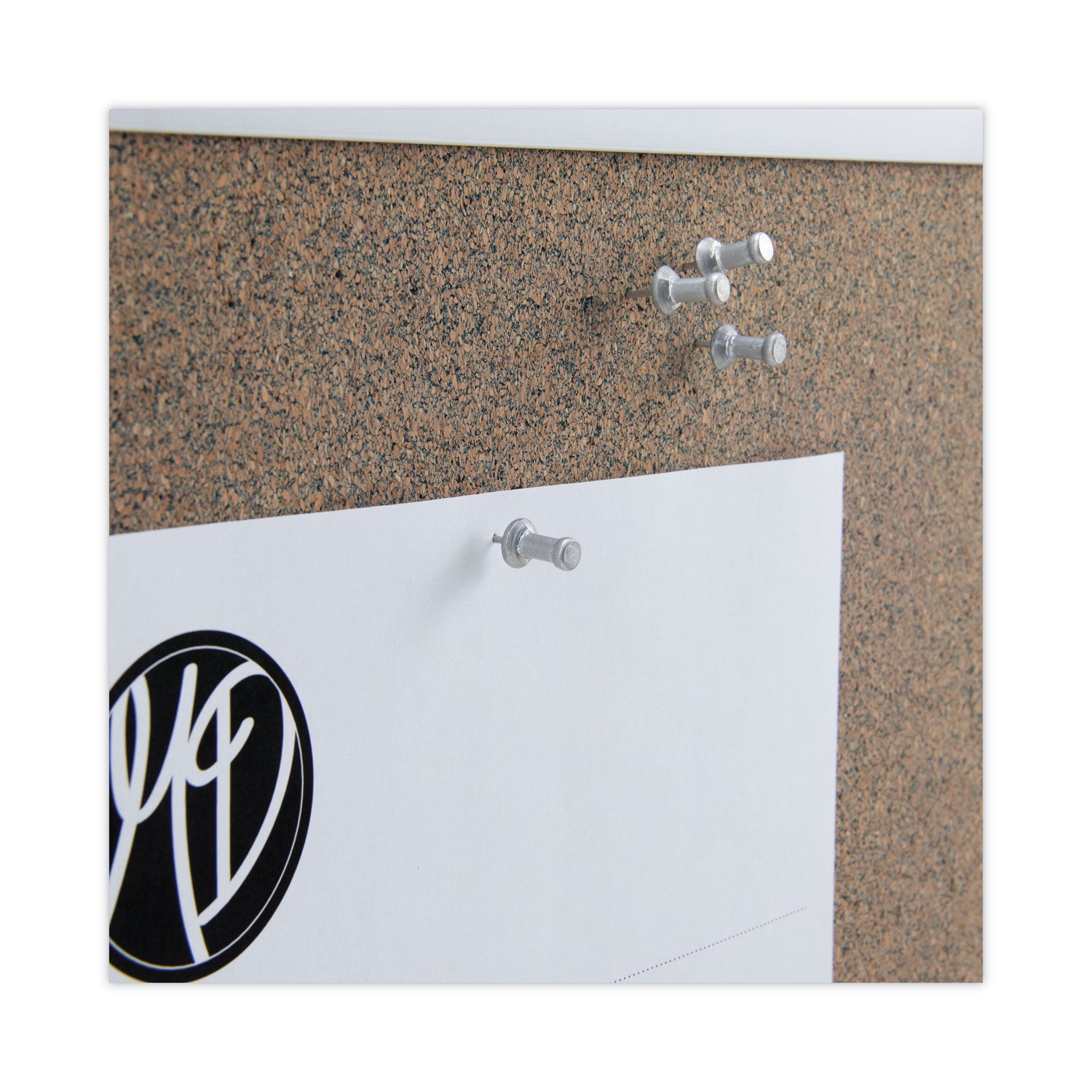 Aluminum Head Push Pins, Aluminum, Silver, 0.63", 100/Box