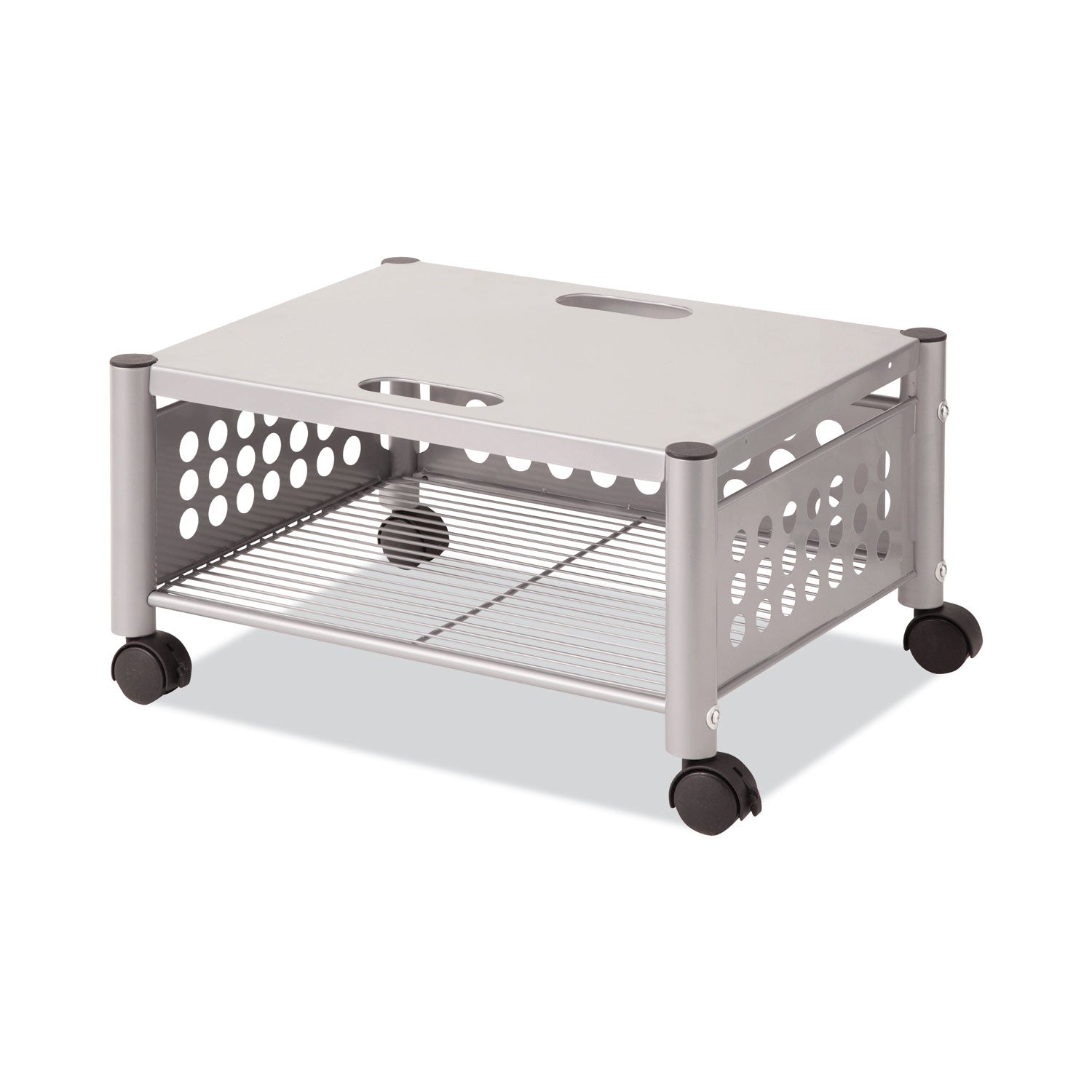 Underdesk Machine Stand, Metal, 2 Shelves, 90 lb Capacity, 21.5" x 17.88" x 11.5", Matte Gray