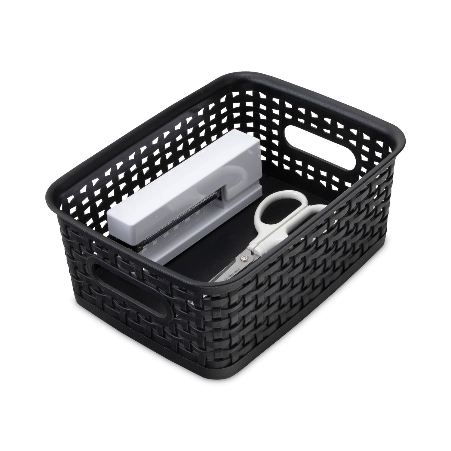 Plastic Weave Bin, Small, Black
