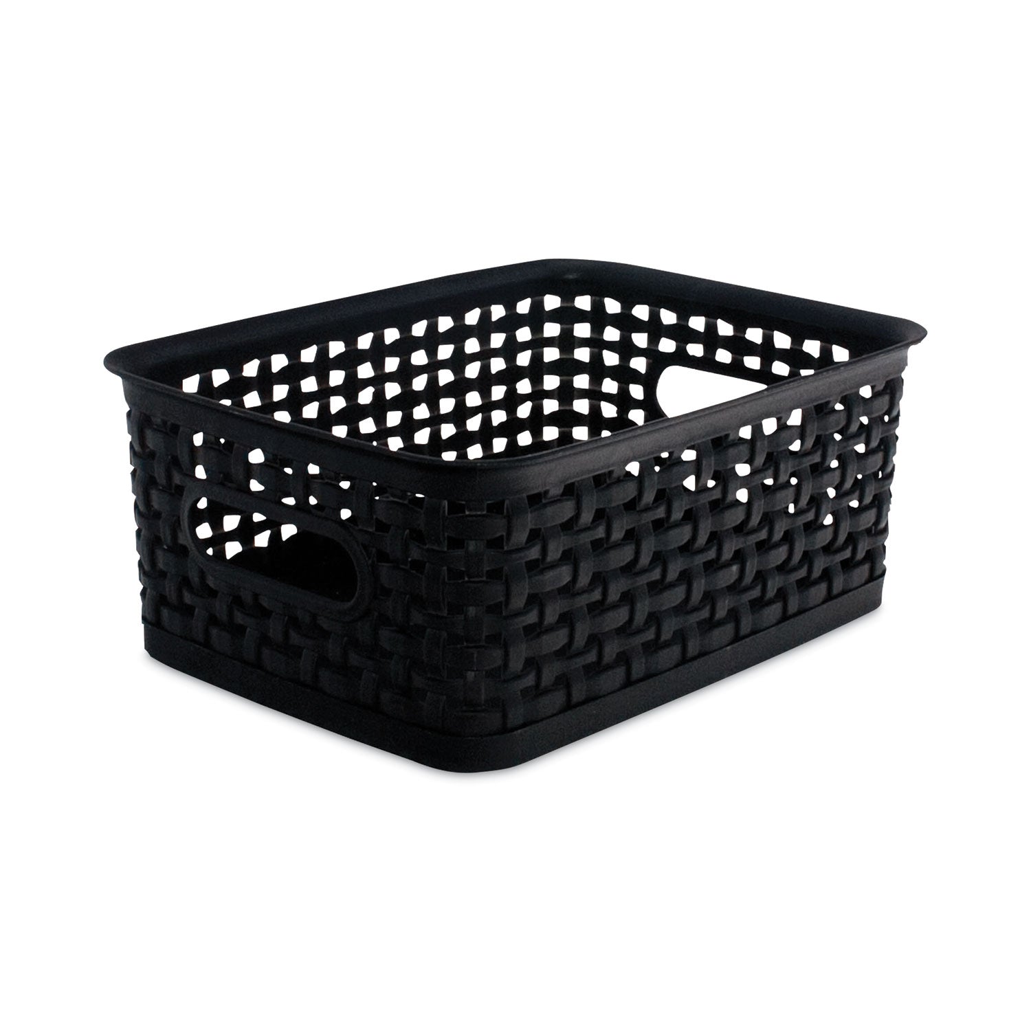 Plastic Weave Bin, Small, Black