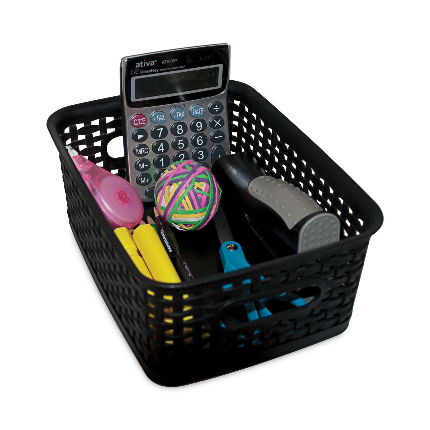 Plastic Weave Bin, Small, Black