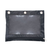 Binder Pencil Pouch, 3-Hole Punched, 10" x 7.38", Black/Clear, 3/Pack