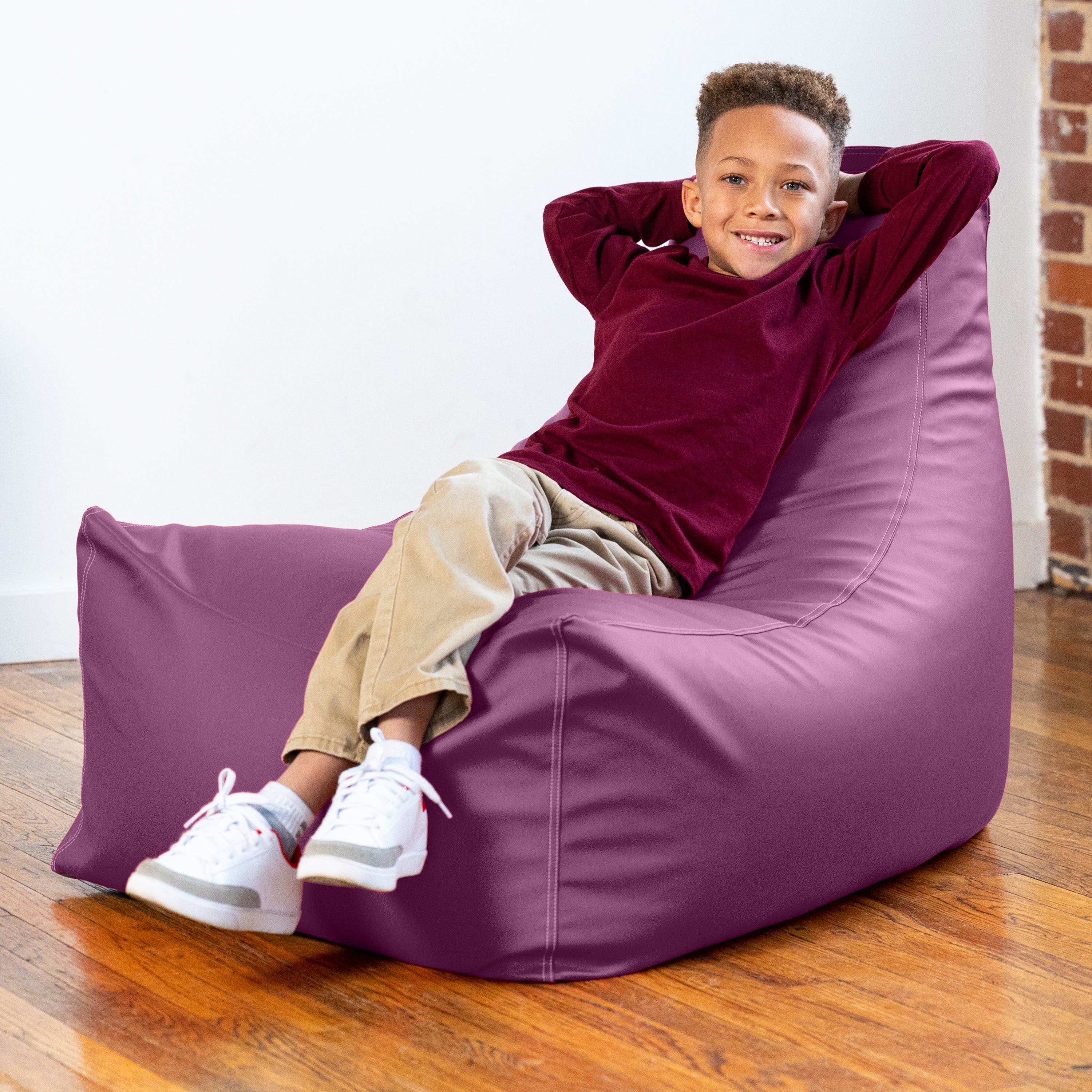 Jaxx Pezzi Premium Vinyl Classroom Bean Bag Chair, Purple