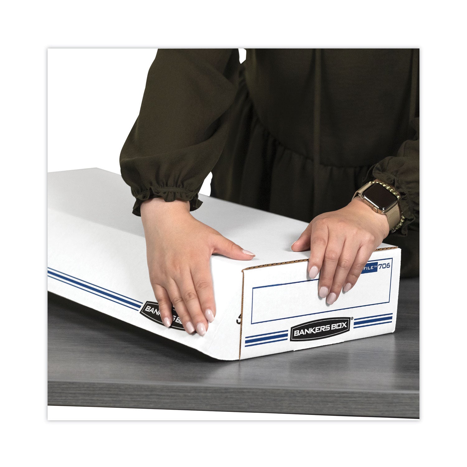 Internal Dimensions: 9" Width x 24" Depth x 4" Height - External Dimensions: 9.3" Width x 25" Depth x 4.1" Height - 650 lb - Flip Top Closure - Light Duty - Stackable - White, Blue - For File, Check, Deposit Slip - Recycled - 12 / Carton