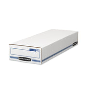 Internal Dimensions: 9" Width x 24" Depth x 4" Height - External Dimensions: 9.3" Width x 25" Depth x 4.1" Height - 650 lb - Flip Top Closure - Light Duty - Stackable - White, Blue - For File, Check, Deposit Slip - Recycled - 12 / Carton