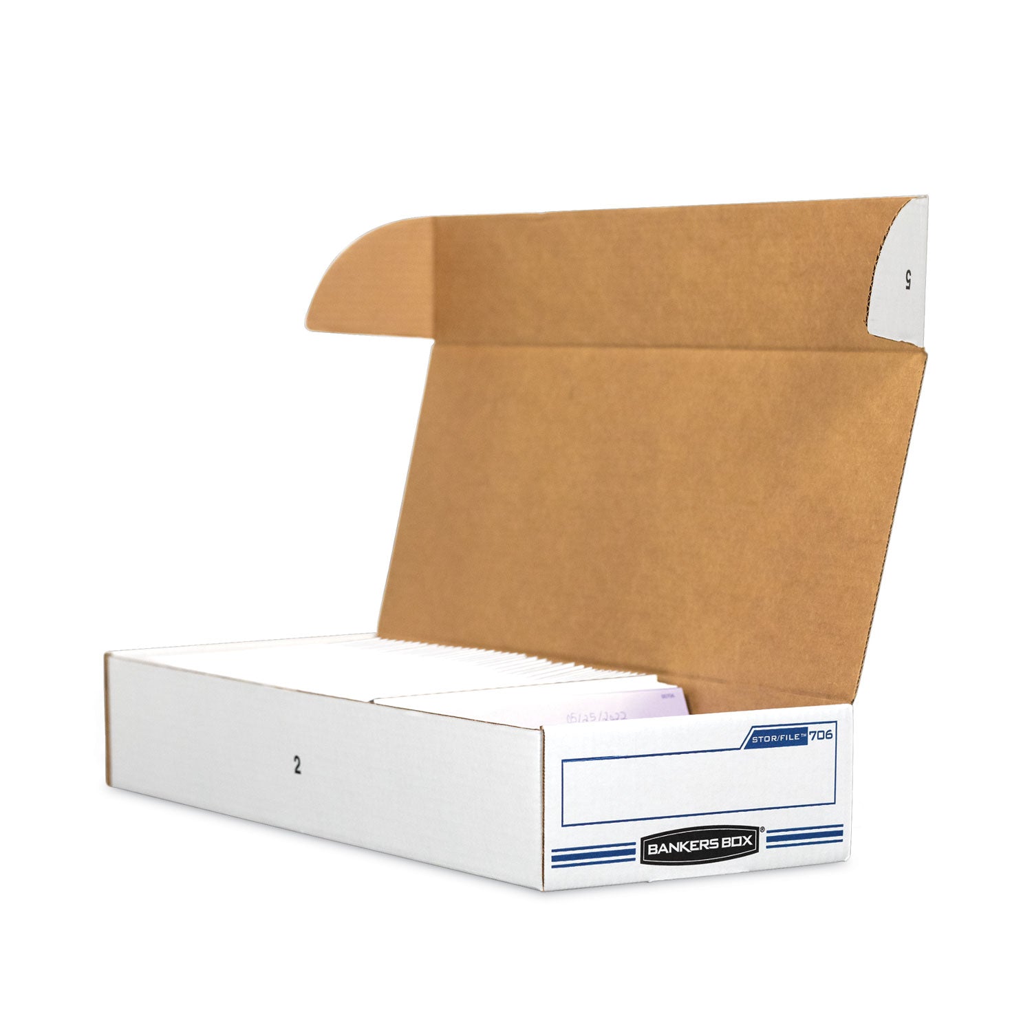 Internal Dimensions: 9" Width x 24" Depth x 4" Height - External Dimensions: 9.3" Width x 25" Depth x 4.1" Height - 650 lb - Flip Top Closure - Light Duty - Stackable - White, Blue - For File, Check, Deposit Slip - Recycled - 12 / Carton