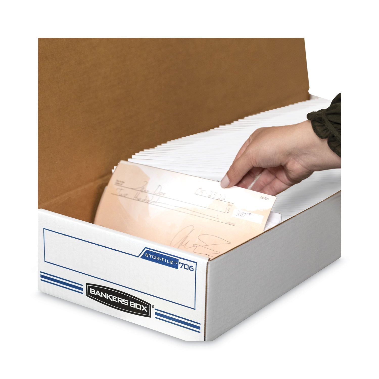 Internal Dimensions: 9" Width x 24" Depth x 4" Height - External Dimensions: 9.3" Width x 25" Depth x 4.1" Height - 650 lb - Flip Top Closure - Light Duty - Stackable - White, Blue - For File, Check, Deposit Slip - Recycled - 12 / Carton