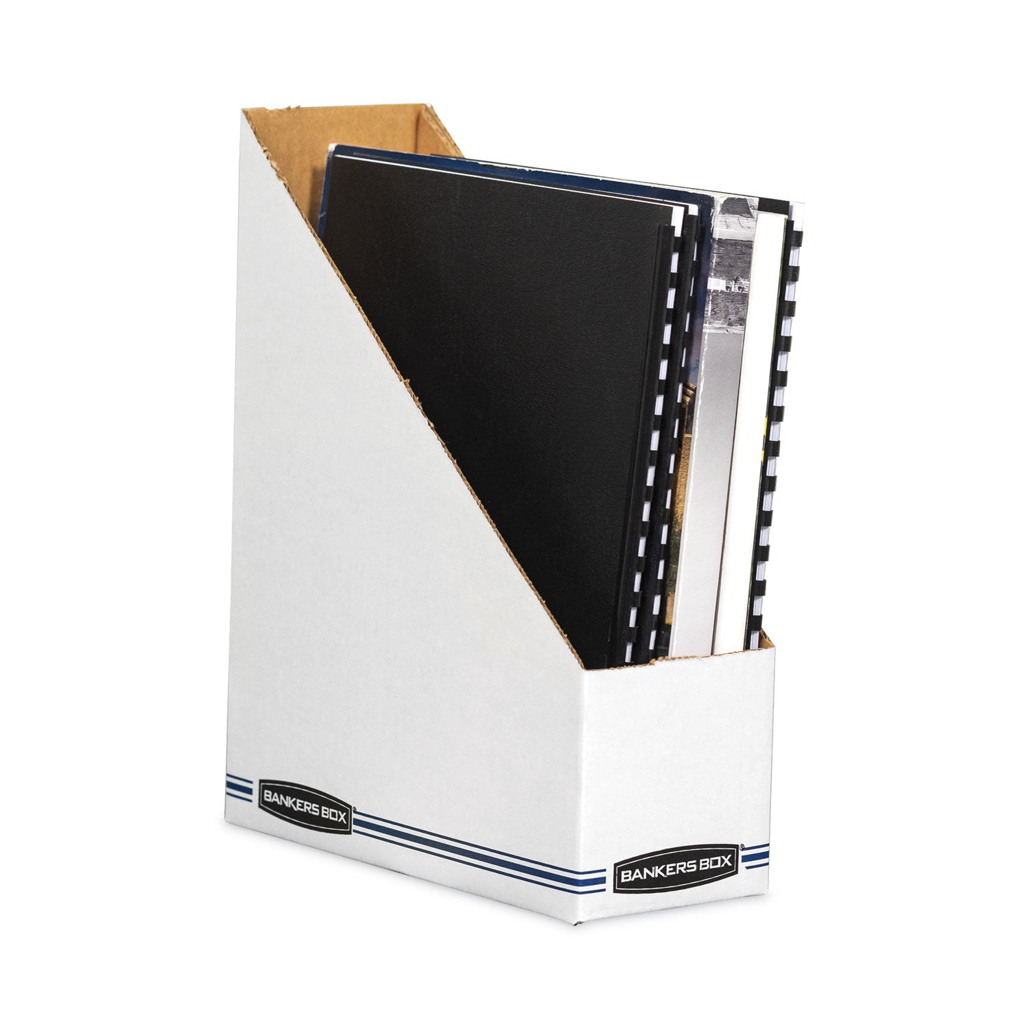 Bankers Box Stor/File&trade; Magazine Files - Letter - White, Blue - Cardboard - 12 / Carton