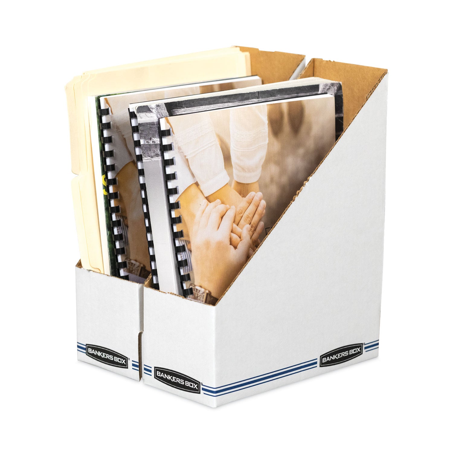 Bankers Box Stor/File&trade; Magazine Files - Letter - White, Blue - Cardboard - 12 / Carton