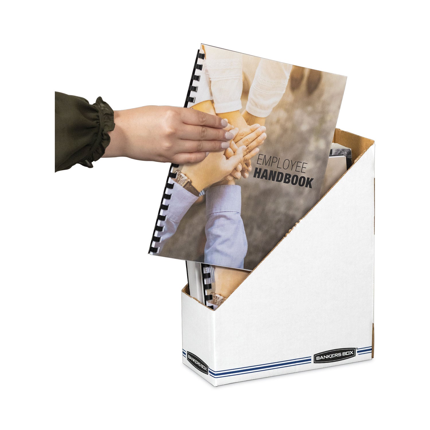 Bankers Box Stor/File&trade; Magazine Files - Letter - White, Blue - Cardboard - 12 / Carton