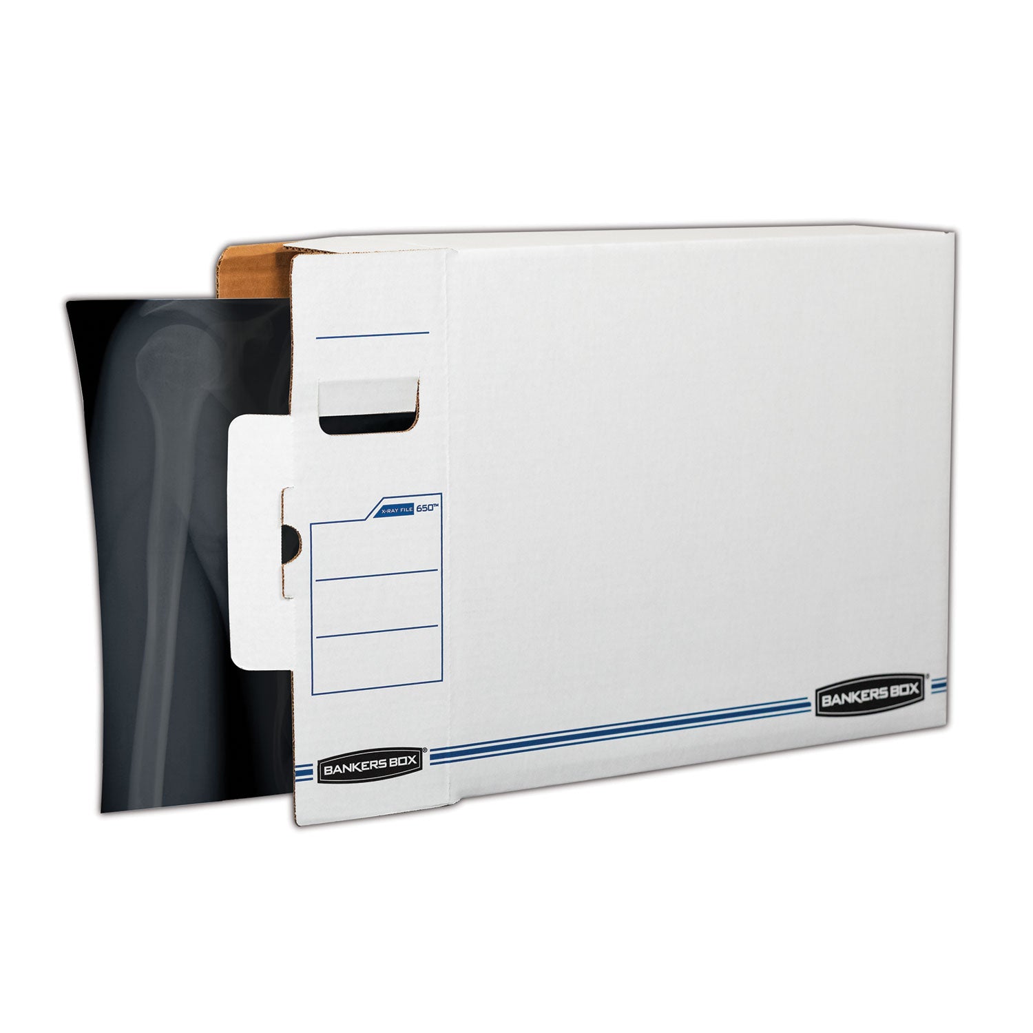 Internal Dimensions: 5" Width x 18.75" Depth x 14.88" Height - External Dimensions: 5.3" Width x 19.8" Depth x 15.7" Height - Side Tuck, Locking Tab Closure - Heavy Duty - White, Blue - For Document - Recycled - 6 / Carton