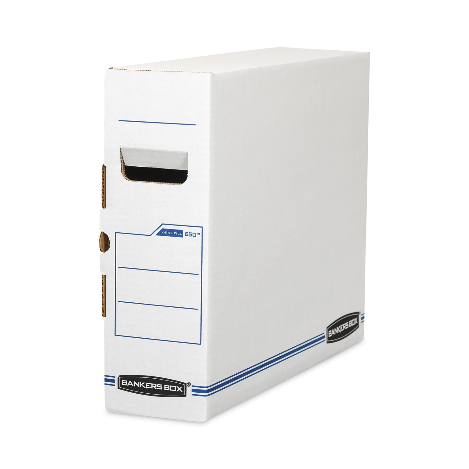 Internal Dimensions: 5" Width x 18.75" Depth x 14.88" Height - External Dimensions: 5.3" Width x 19.8" Depth x 15.7" Height - Side Tuck, Locking Tab Closure - Heavy Duty - White, Blue - For Document - Recycled - 6 / Carton