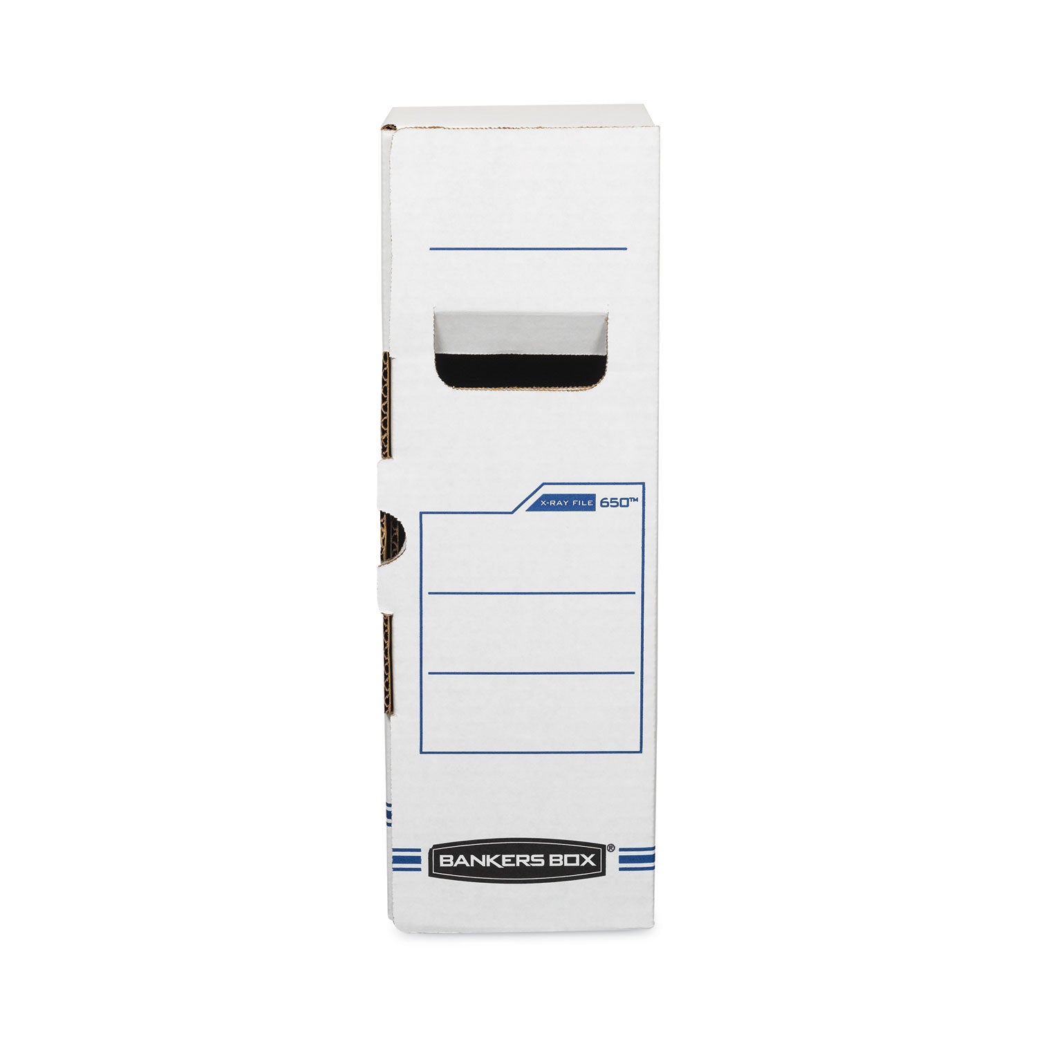 Internal Dimensions: 5" Width x 18.75" Depth x 14.88" Height - External Dimensions: 5.3" Width x 19.8" Depth x 15.7" Height - Side Tuck, Locking Tab Closure - Heavy Duty - White, Blue - For Document - Recycled - 6 / Carton