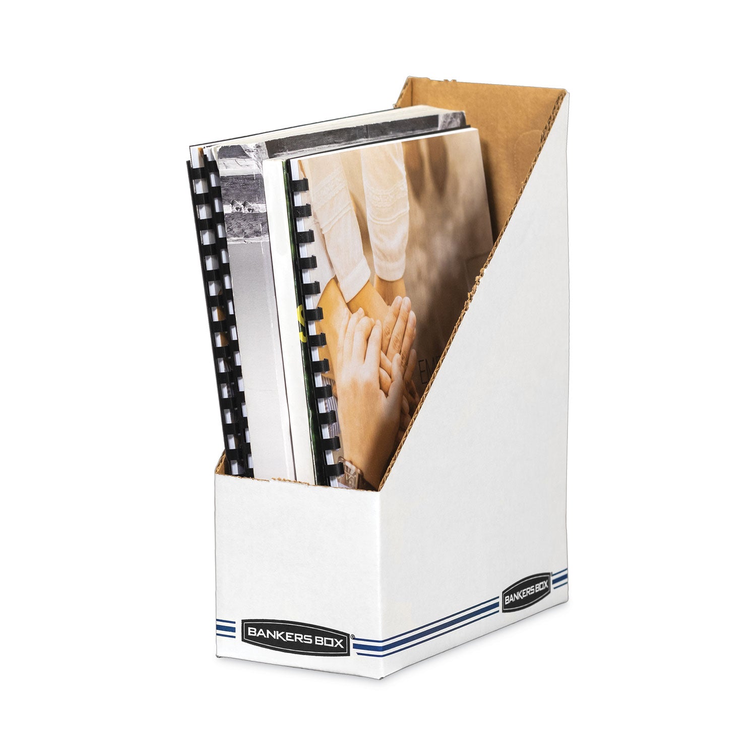Bankers Box Stor/File&trade; Magazine Files - Letter - White, Blue - Cardboard - 12 / Carton