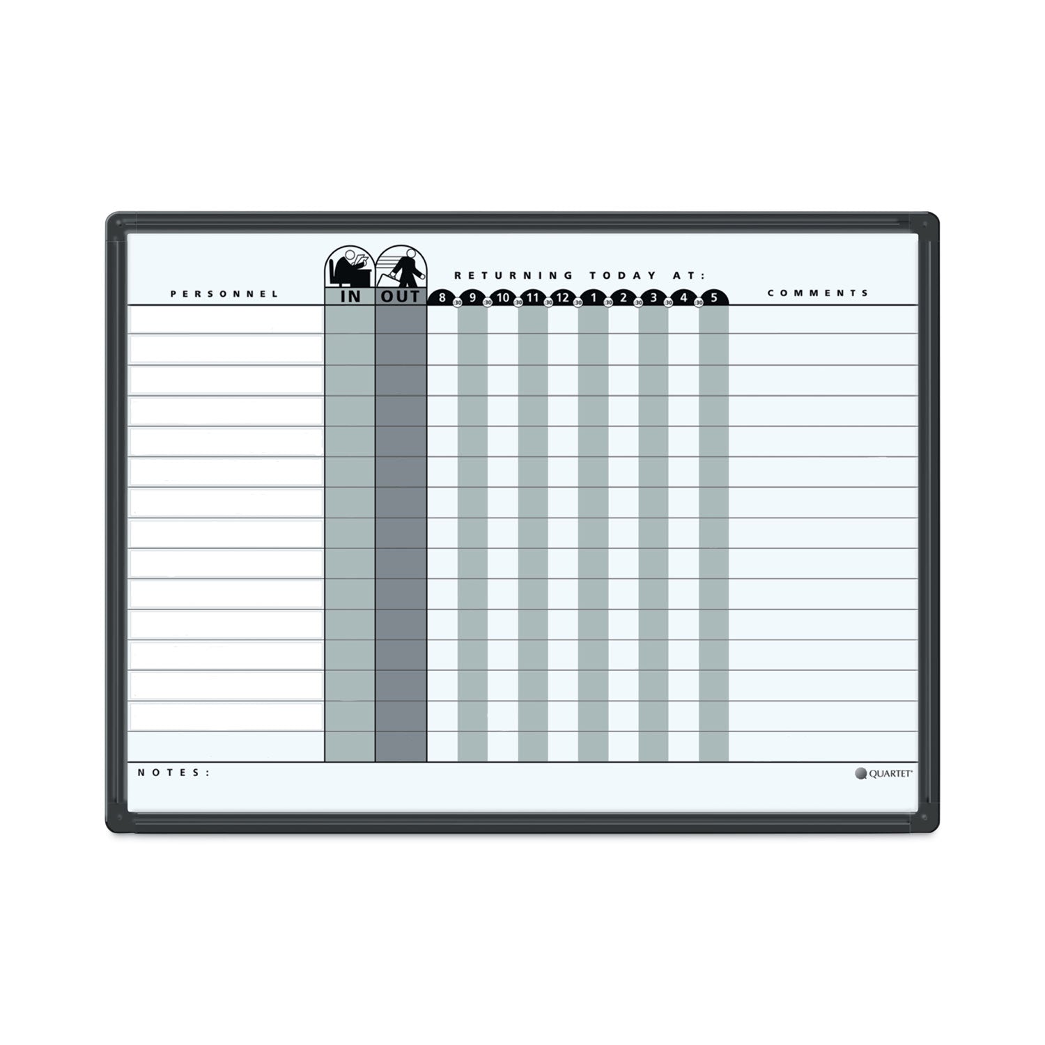 Quartet Classic In/Out Board System - 18" Board Height x 24" Board Width - Gray Porcelain Surface - Black Aluminum Frame - 1 Each