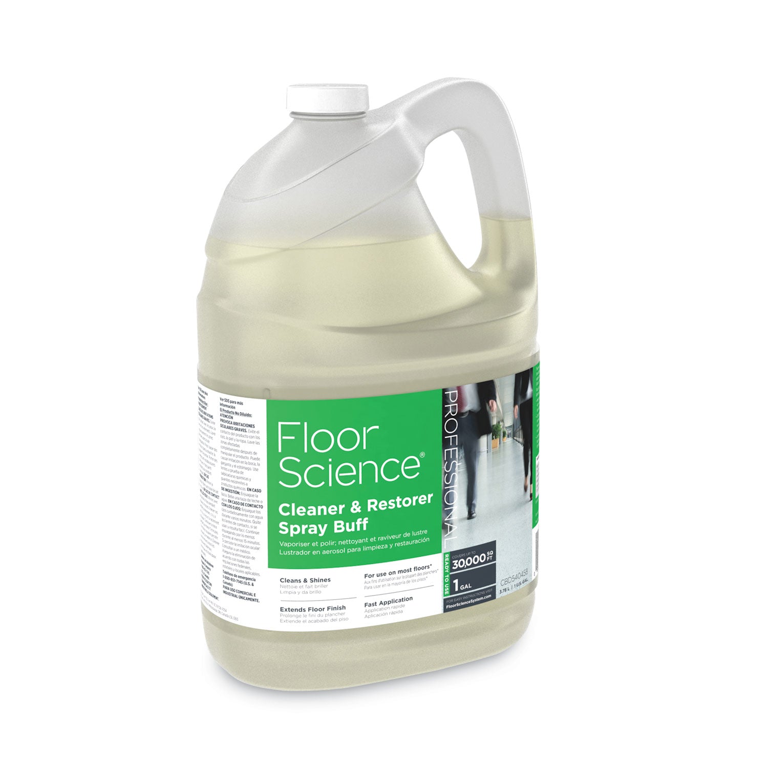 Diversey Floor Science Cleaner Spray Buff - Ready-To-Use - 128 fl oz (4 quart) - Characteristic Scent - Durable - Straw - 1 Each