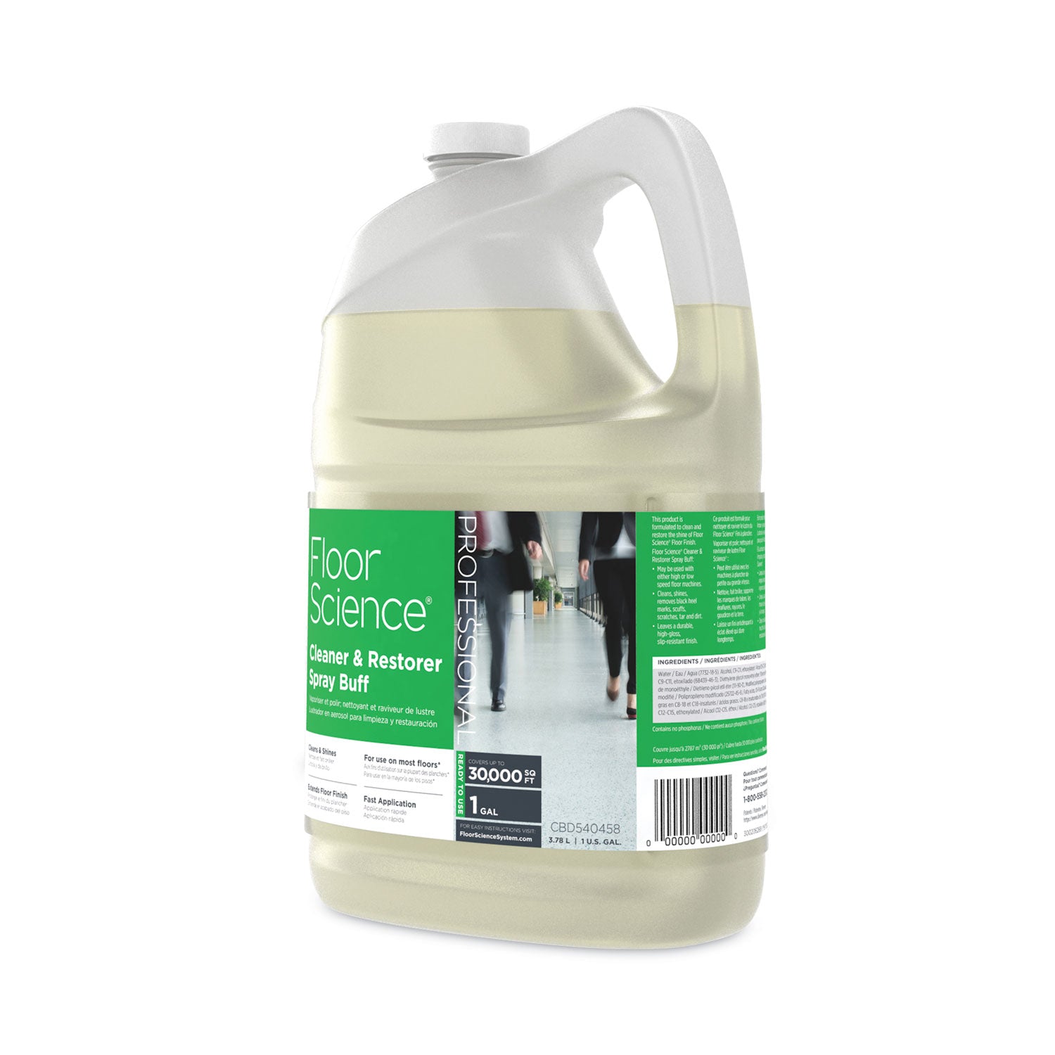 Diversey Floor Science Cleaner Spray Buff - Ready-To-Use - 128 fl oz (4 quart) - Characteristic Scent - Durable - Straw - 1 Each