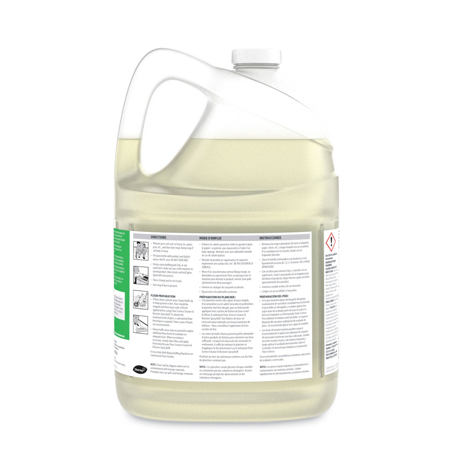 Diversey Floor Science Cleaner Spray Buff - Ready-To-Use - 128 fl oz (4 quart) - Characteristic Scent - Durable - Straw - 1 Each