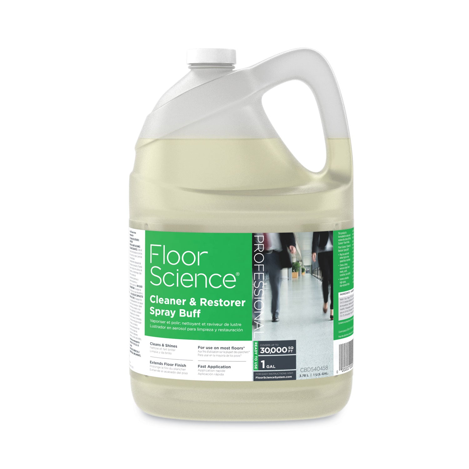Diversey Floor Science Cleaner Spray Buff - Ready-To-Use - 128 fl oz (4 quart) - Characteristic Scent - Durable - Straw - 1 Each