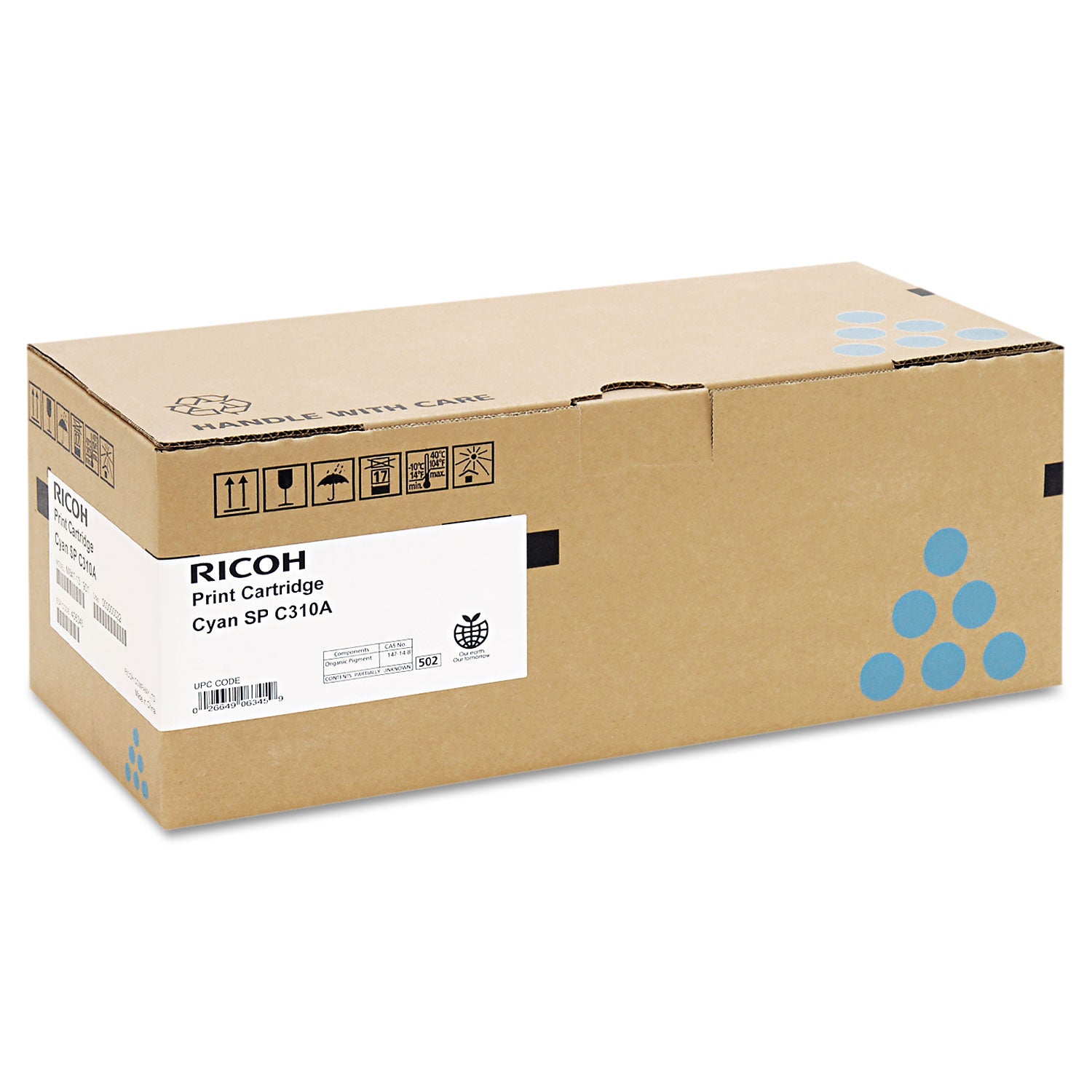 Ricoh Type SP C310A Original Laser Toner Cartridge - Cyan - 1 Each