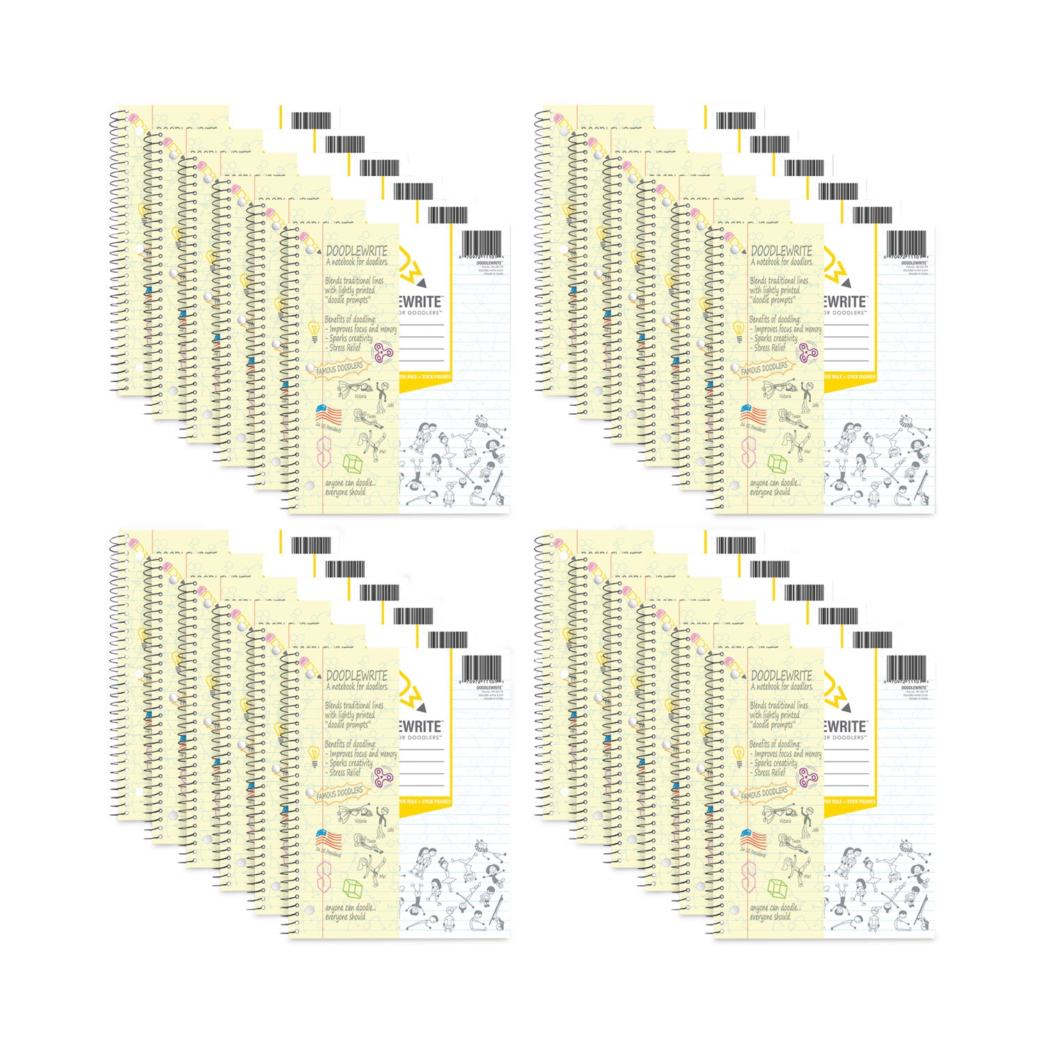 DoodleWrite Notebooks, 1-Subject, Wide/Legal Rule, White Cover, (50) 10.75 x 8.75 Sheets, 24/Carton