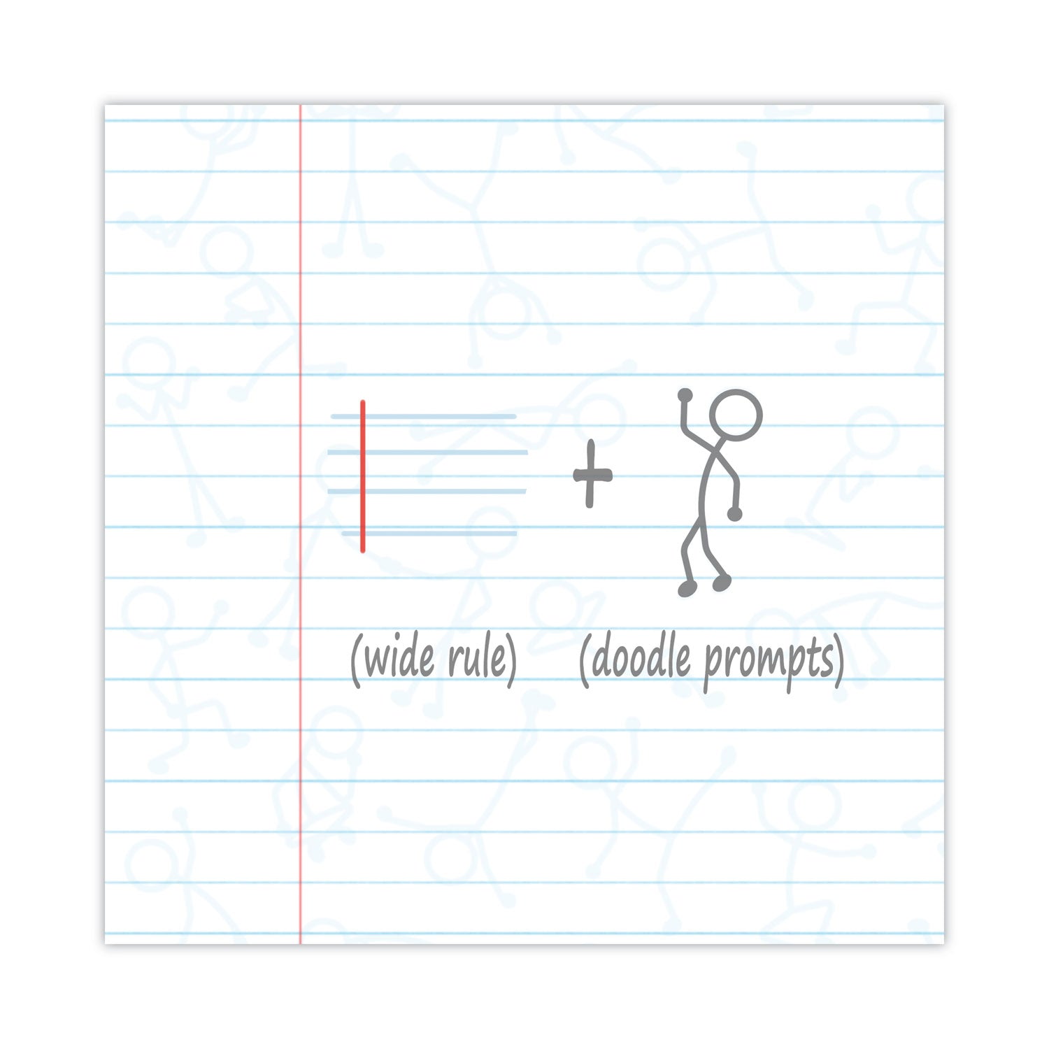DoodleWrite Notebooks, 1-Subject, Wide/Legal Rule, White Cover, (50) 10.75 x 8.75 Sheets, 24/Carton