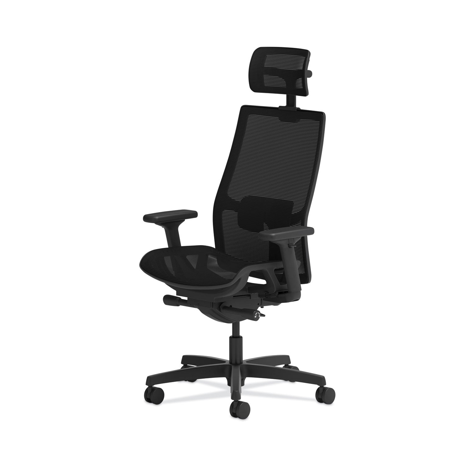 HON Ignition 2.0 Mid-back Task Chair with Headrest, Mesh Seat and Back, Adjustable Arms, Black, 1 Each