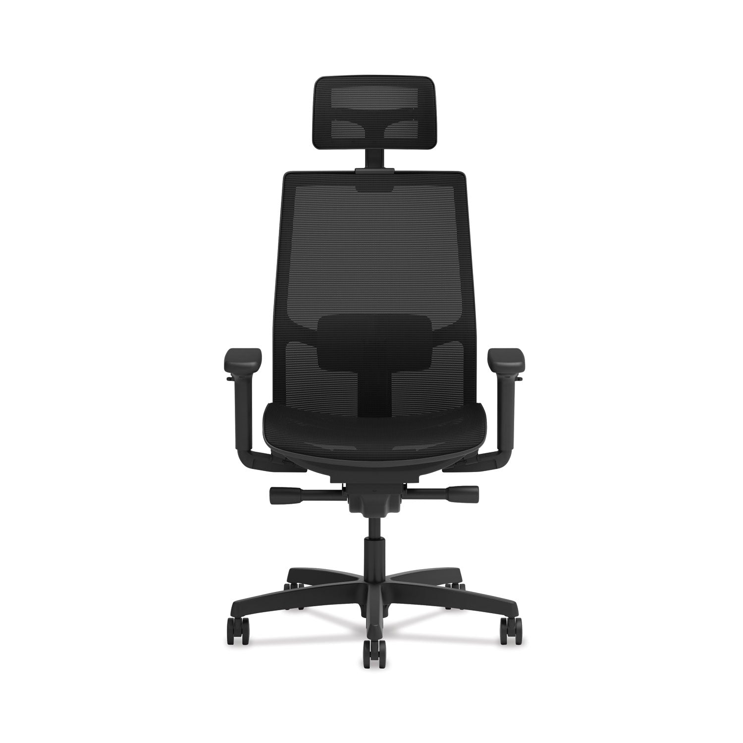 HON Ignition 2.0 Mid-back Task Chair with Headrest, Mesh Seat and Back, Adjustable Arms, Black, 1 Each