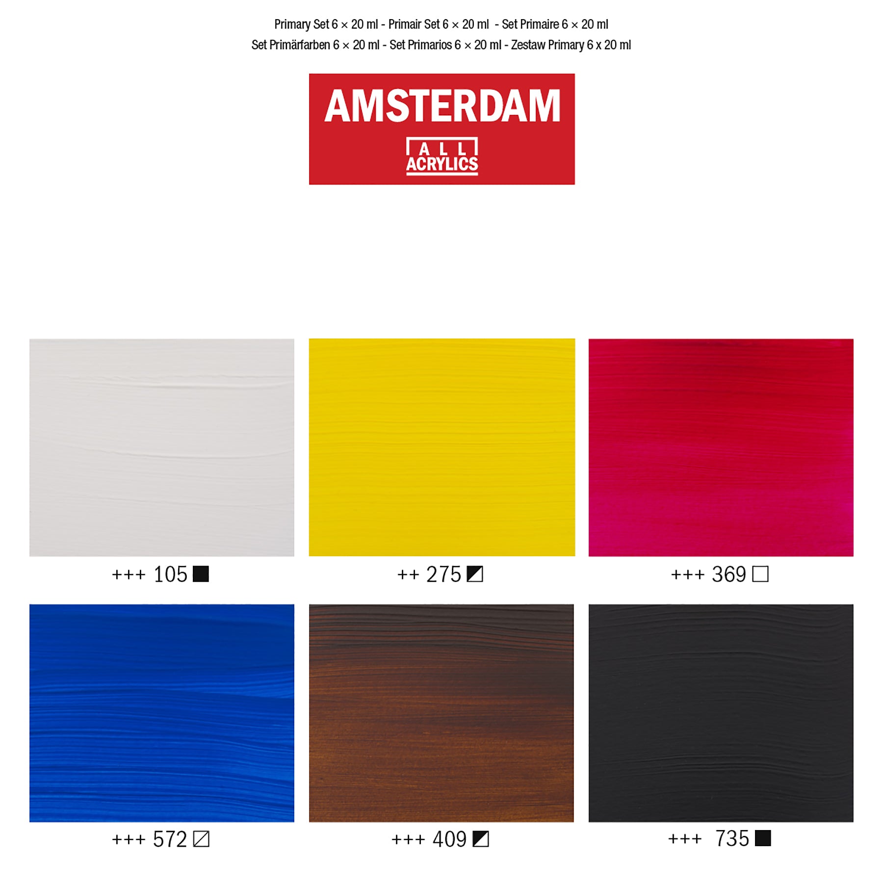 Standard Acrylic Primary Set, 6 x 20mL