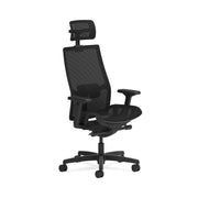 HON Ignition 2.0 Mid-back Task Chair with Headrest, Mesh Seat and Back, Adjustable Arms, Black, 1 Each