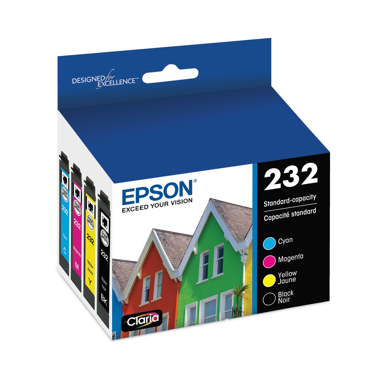 T232120BCS (T222) Claria Ink, 165 Page-Yield, Black/Cyan/Magenta/Yellow