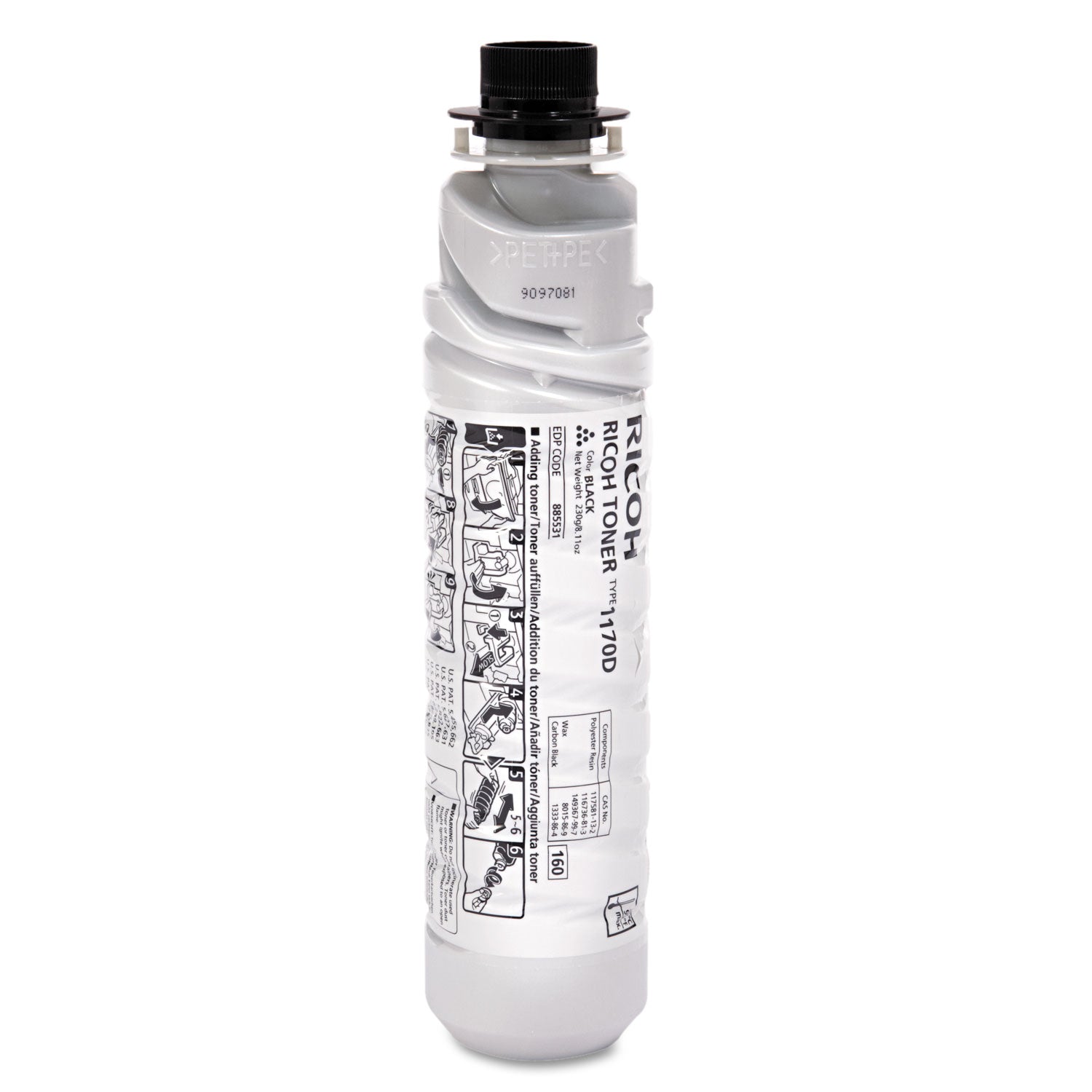 Ricoh Type 1170D Original Laser Toner Cartridge - Black - 1 Each
