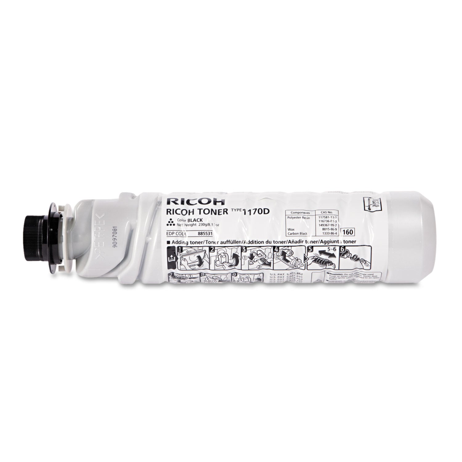 Ricoh Type 1170D Original Laser Toner Cartridge - Black - 1 Each