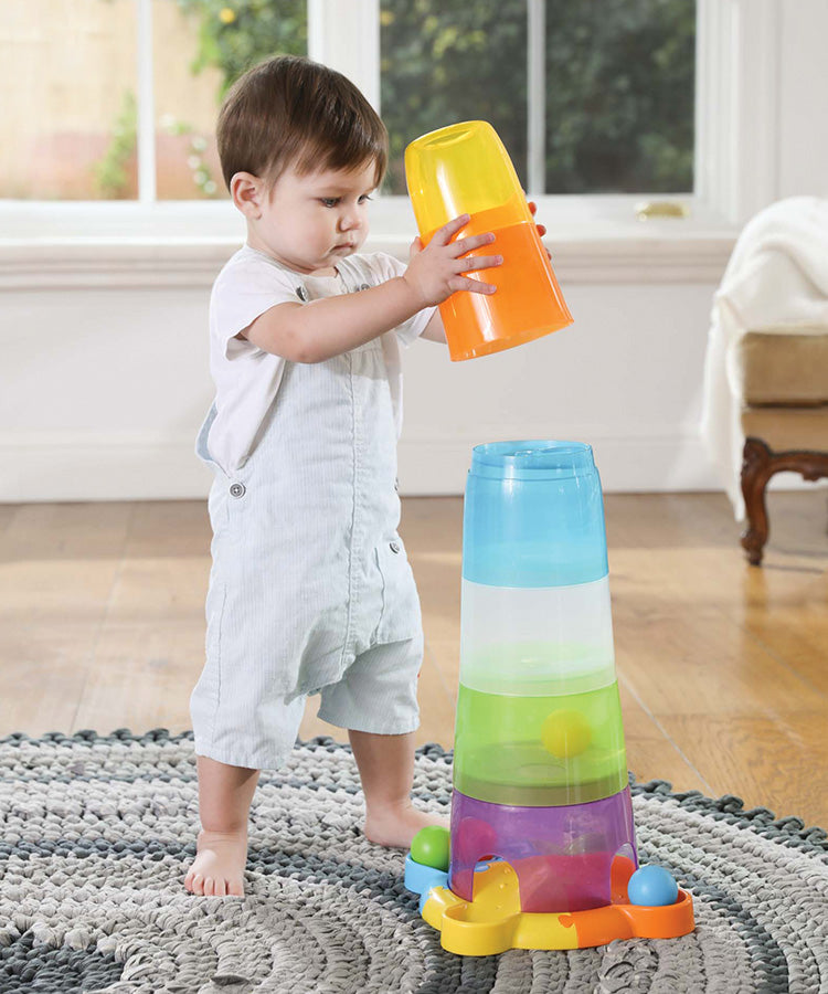 Stack & Drop Tower - Bright Fun and Colorful Blocks for Babies, Stacking Easy-to-Grip Sensory Play