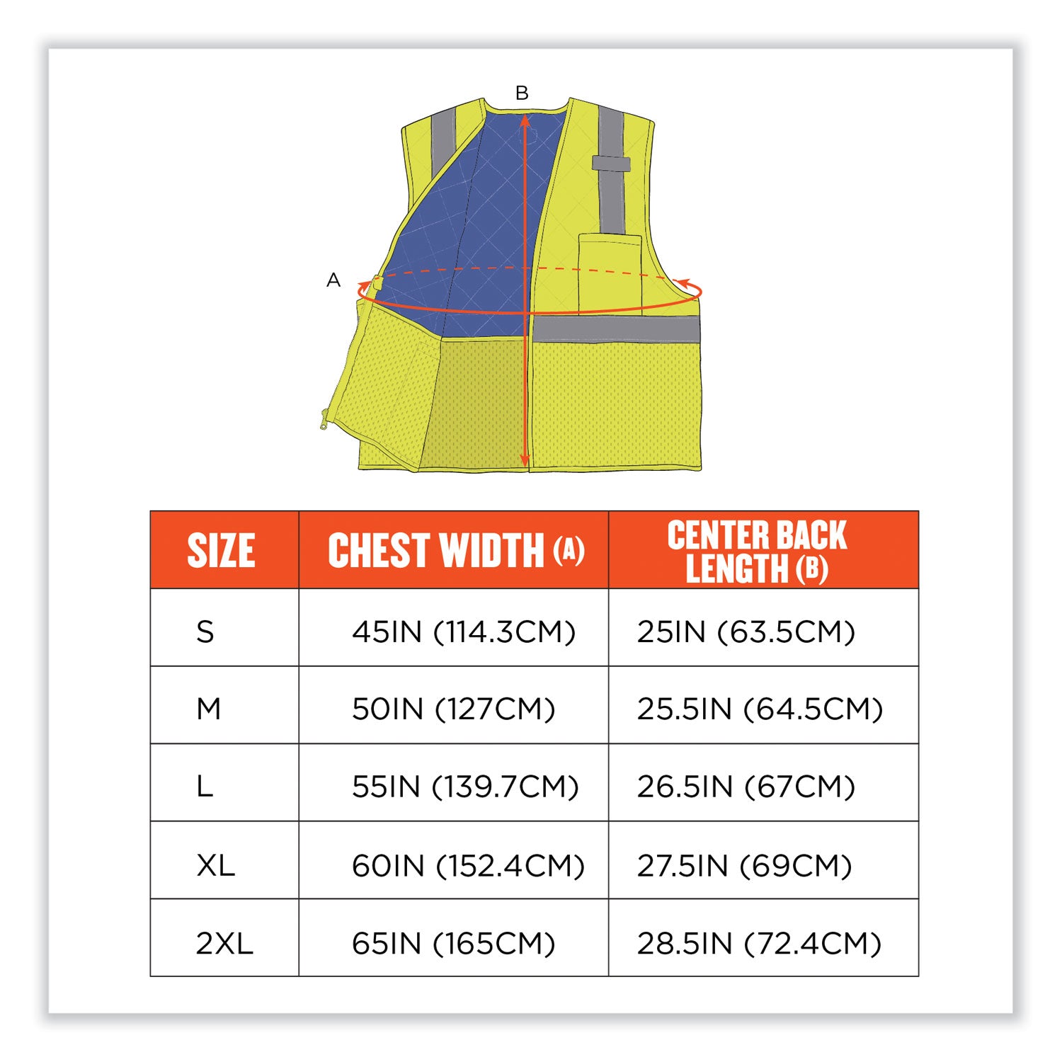 Ergodyne Chill-Its 6668 Hi-Vis Safety Cooling Vest, X-Large, Lime, Zipper Closure, 2 Pockets, Polyester/Nylon, Lightweight, Breathable, Reflective Strap, Water Repellent, 1 Each