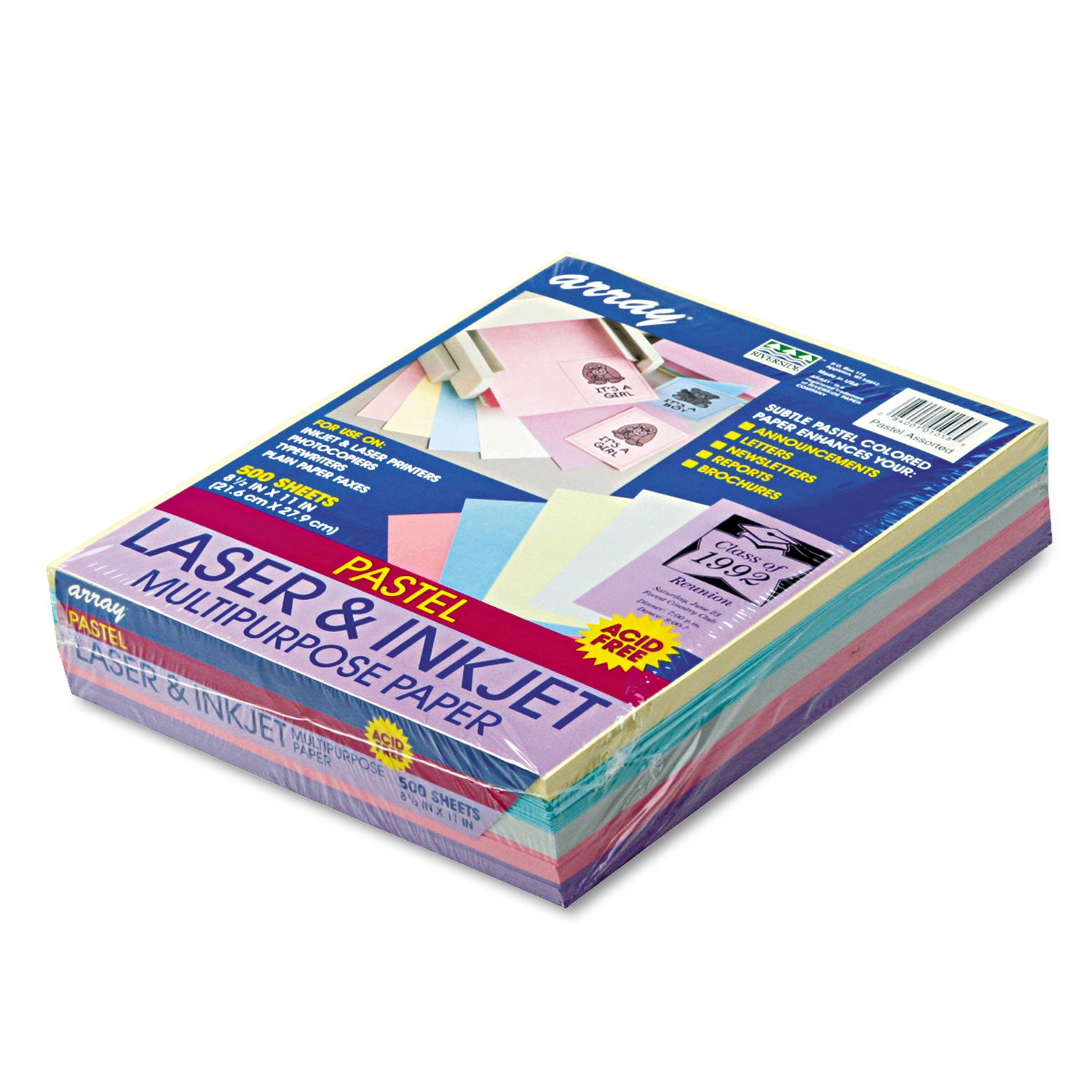 Letter - 8 1/2" x 11" - 20 lb Basis Weight - Sustainable Forestry Initiative (SFI) - Pastel Lilac, Pastel Gray, Pastel Ivory, Pastel Sky Blue, Pastel Watermelon - 500 / Ream