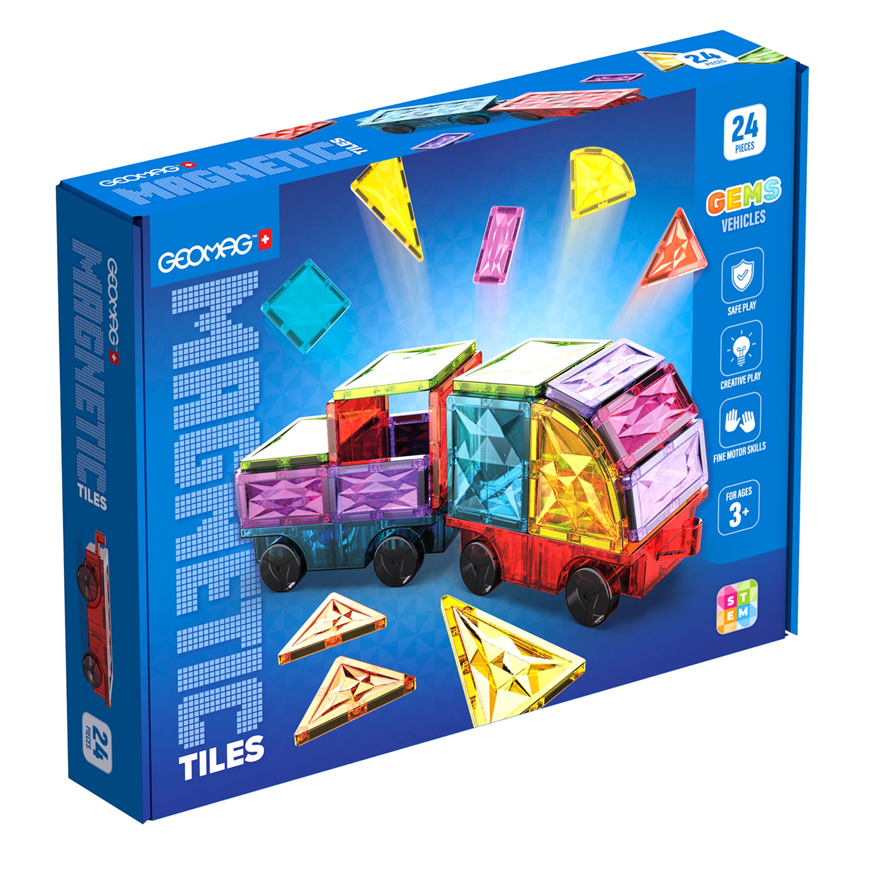 MAGNETIC TILES GEMS VEHICLES 24PCS