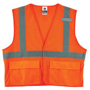 Ergodyne 8220HL Type R Class 2 Standard Mesh Vest, Large/Extra Large, Hook & Loop Closure, Orange, Mesh Fabric, Polyester Mesh, Pocket, Mic Tab, Reflective, 1 Each