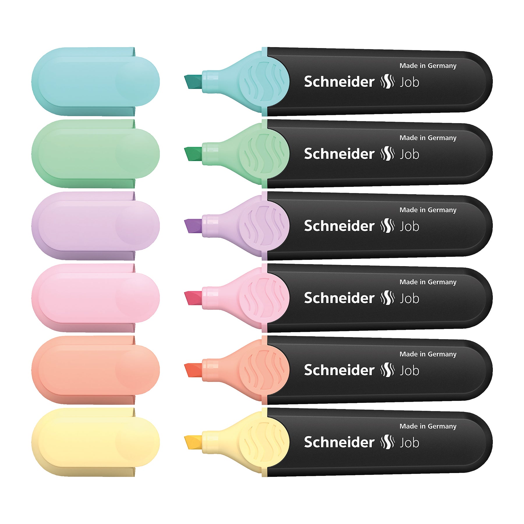 Job Pastel Highlighter, 1 + 5 mm Chisel Tip, 6 Assorted Ink Colors (Turquoise, Mint, Lavender, Light Pink, Peach, Vanilla)