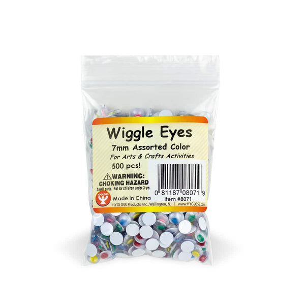 Wiggle Eyes - Paste On, 7 mm Asst'd, 500