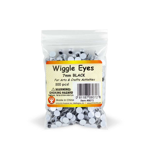Wiggle Eyes - Paste On, 7 mm Black, 500